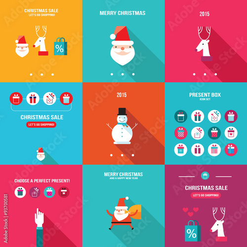 Wallpaper Mural Merry Christmas Happy New Year Holiday banner set Torontodigital.ca