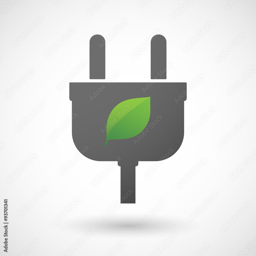 Isolated plug icon with a green leaf Isolated plug icon with a green leaf