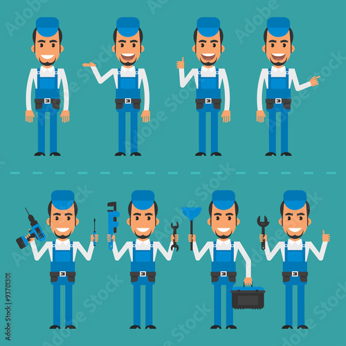 Repairman in various poses