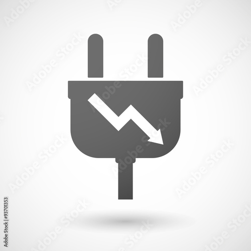 Isolated plug icon with a descending graph