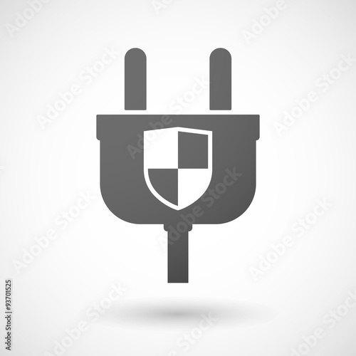 Isolated plug icon with a shield