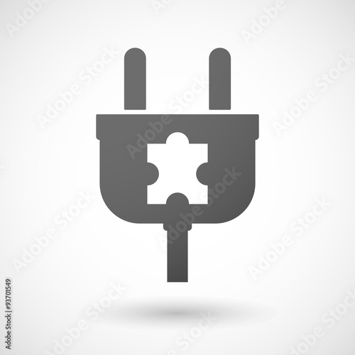 Isolated plug icon with a puzzle piece