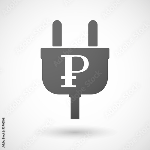 Isolated plug icon with a ruble sign
