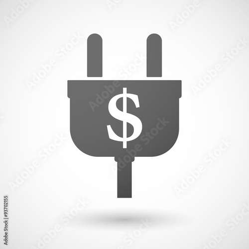 Isolated plug icon with a dollar sign