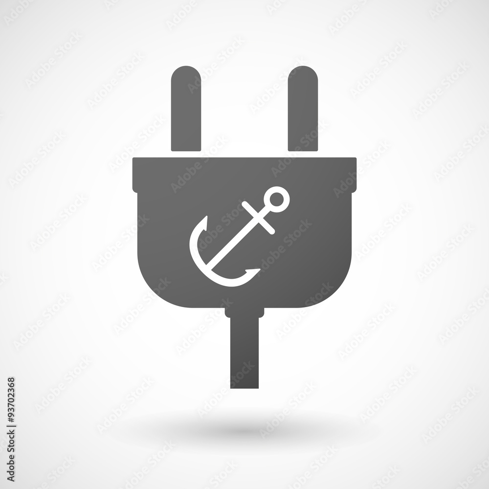 Isolated plug icon with an anchor Isolated plug icon with an anchor
