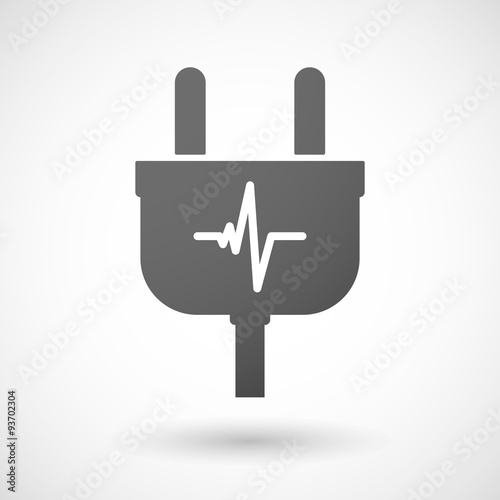 Isolated plug icon with a heart beat sign