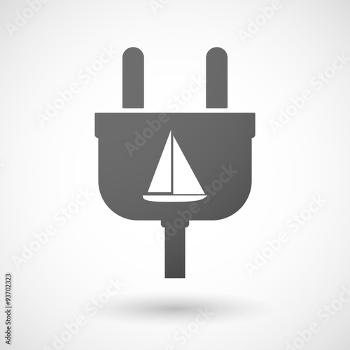 Isolated plug icon with a ship