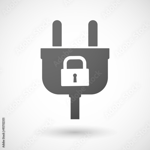 Isolated plug icon with a closed lock pad