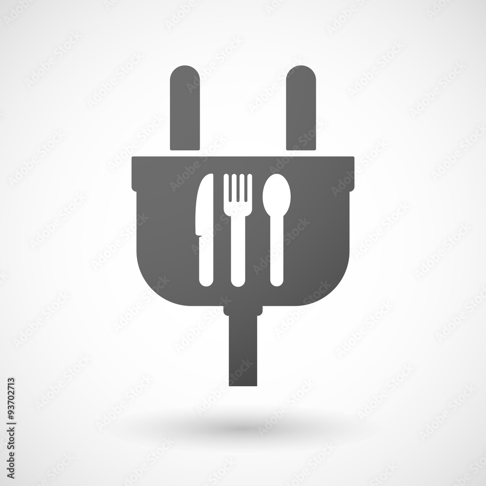 Isolated plug icon with cutlery Isolated plug icon with cutlery
