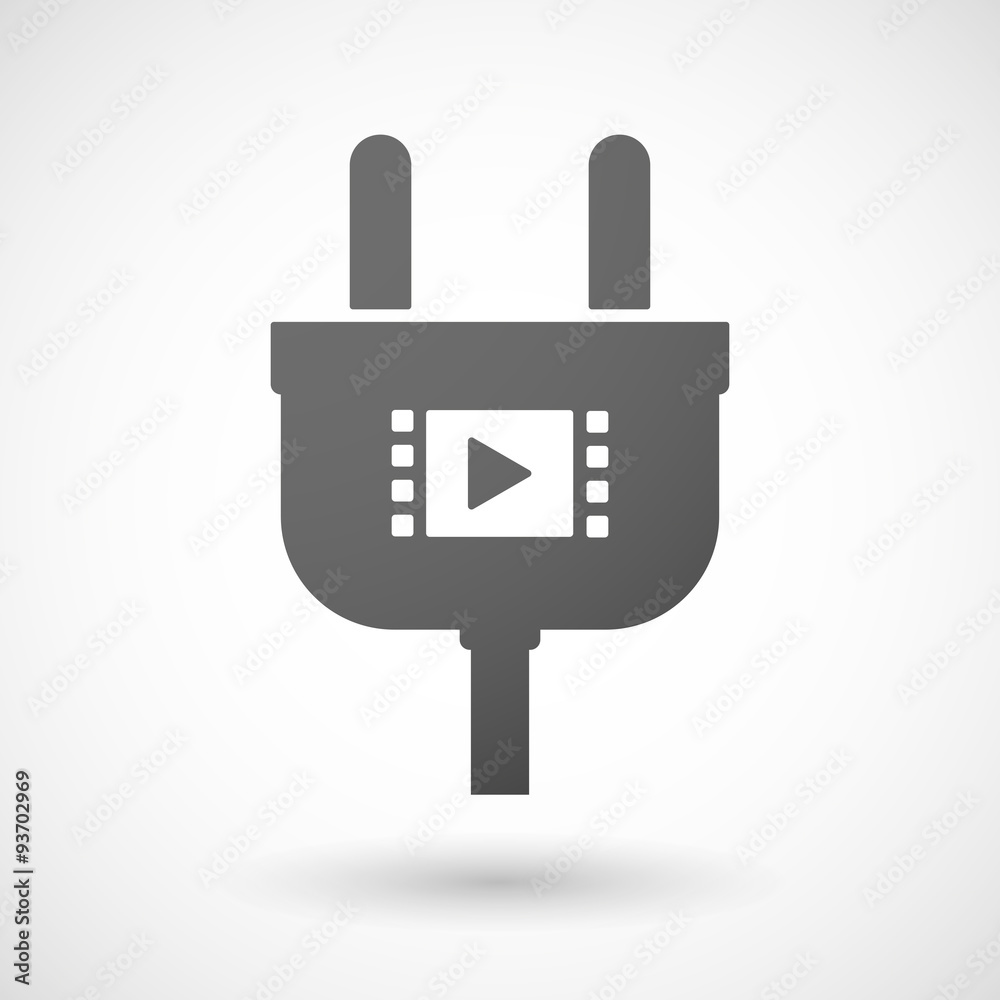 Isolated plug icon with a multimedia sign Isolated plug icon with a multimedia sign
