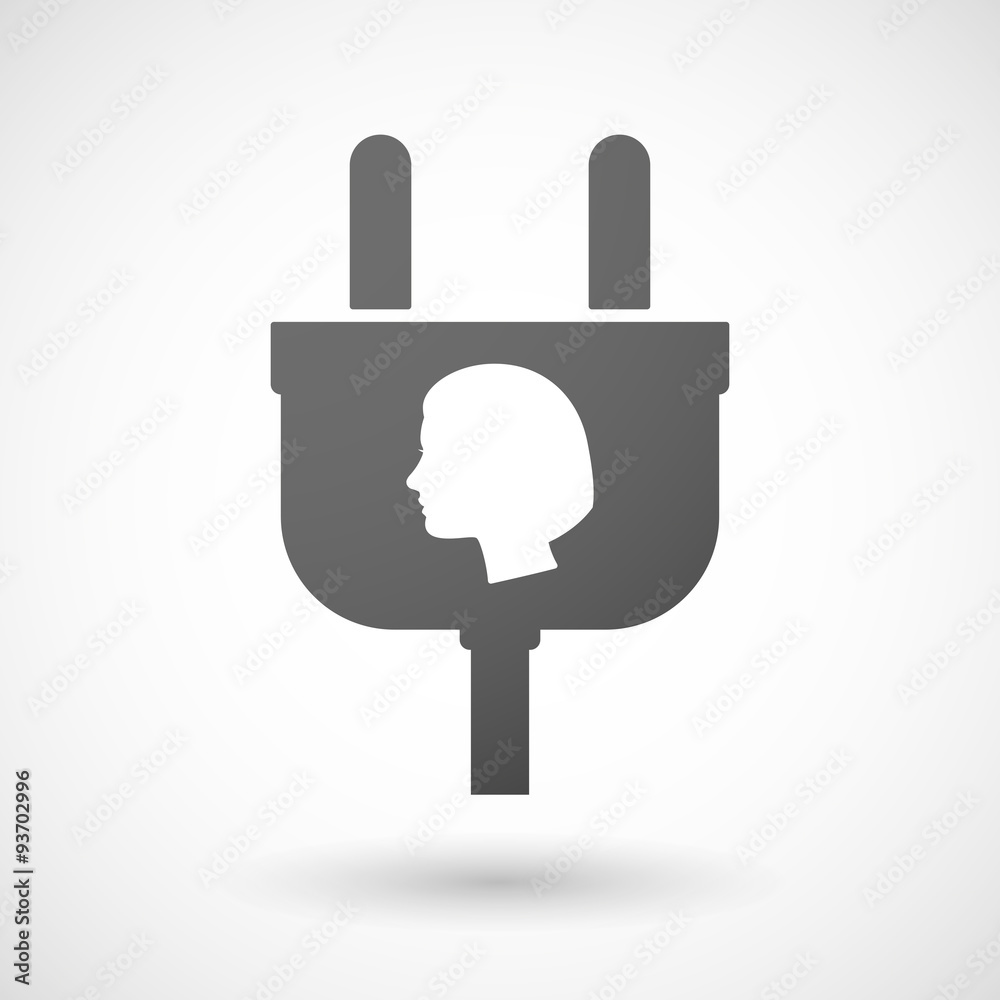 Isolated plug icon with a female head