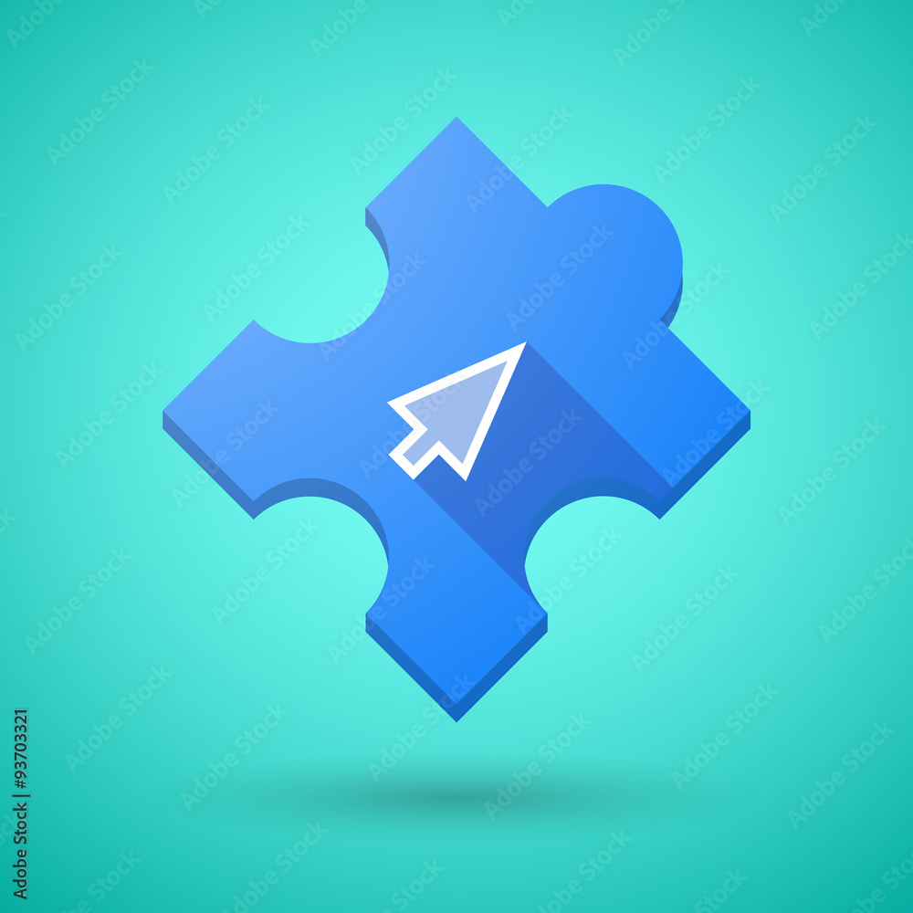 Long shadow puzzle icon with a cursor Long shadow puzzle icon with a cursor