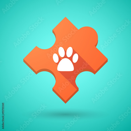 Long shadow puzzle icon with an animal footprint