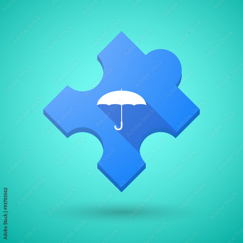 Long shadow puzzle icon with an umbrella