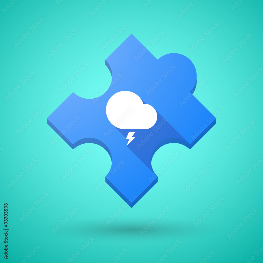 Long shadow puzzle icon with a stormy cloud Long shadow puzzle icon with a stormy cloud