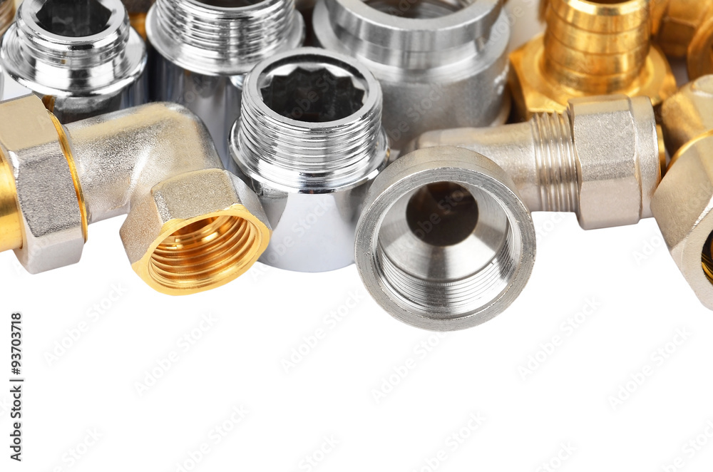 Set of plumbing fitting, isolated on white background Set of plumbing fitting, isolated on white background