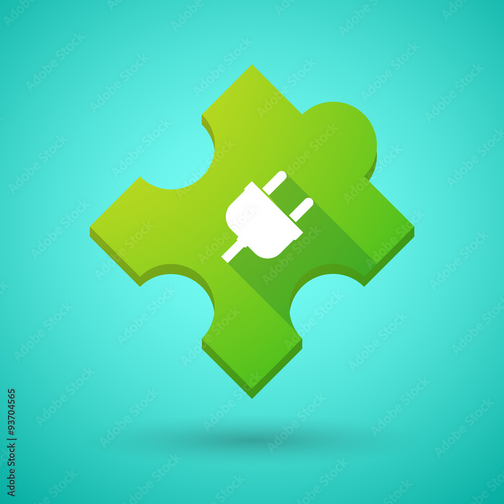 Long shadow puzzle icon with a plug Long shadow puzzle icon with a plug