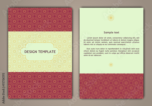 Design templates for banners, flyers, booklets. Can use for greeting cards, wedding invitations, retro parties and advertising. Vintage, Islam, arabic, indian, ottoman motifs, elements.