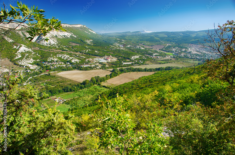 landscape, view from mountains to the village