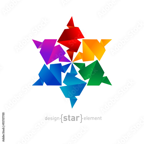 Vector Rainbow Origami Star on white background