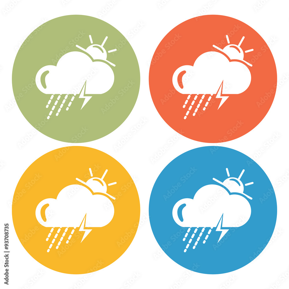 Storm weather with sun and rain icon Storm weather with sun and rain icon