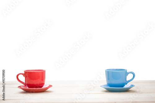 Two cups of coffee on the white background