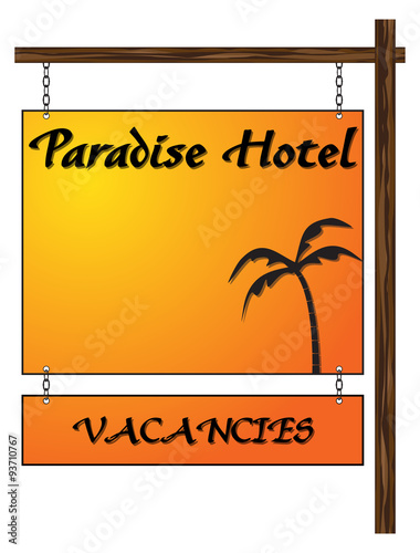 Paradise Hotel Vacancies Hanging Sign
