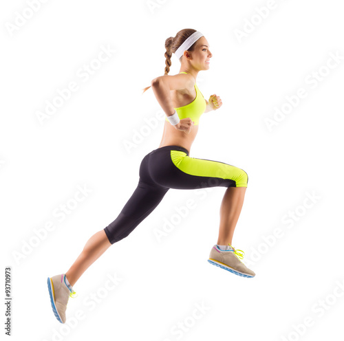 Sporty young running girl
