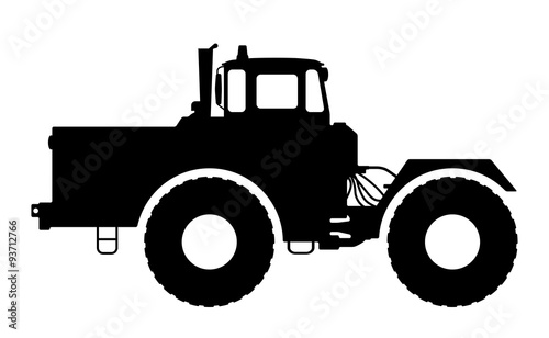 Tractor silhouette on a white background.