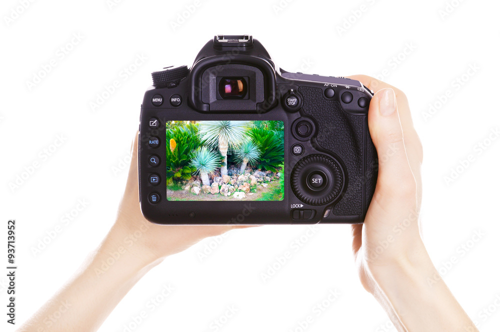 Photographer with camera at work, isolated on white Photographer with camera at work, isolated on white