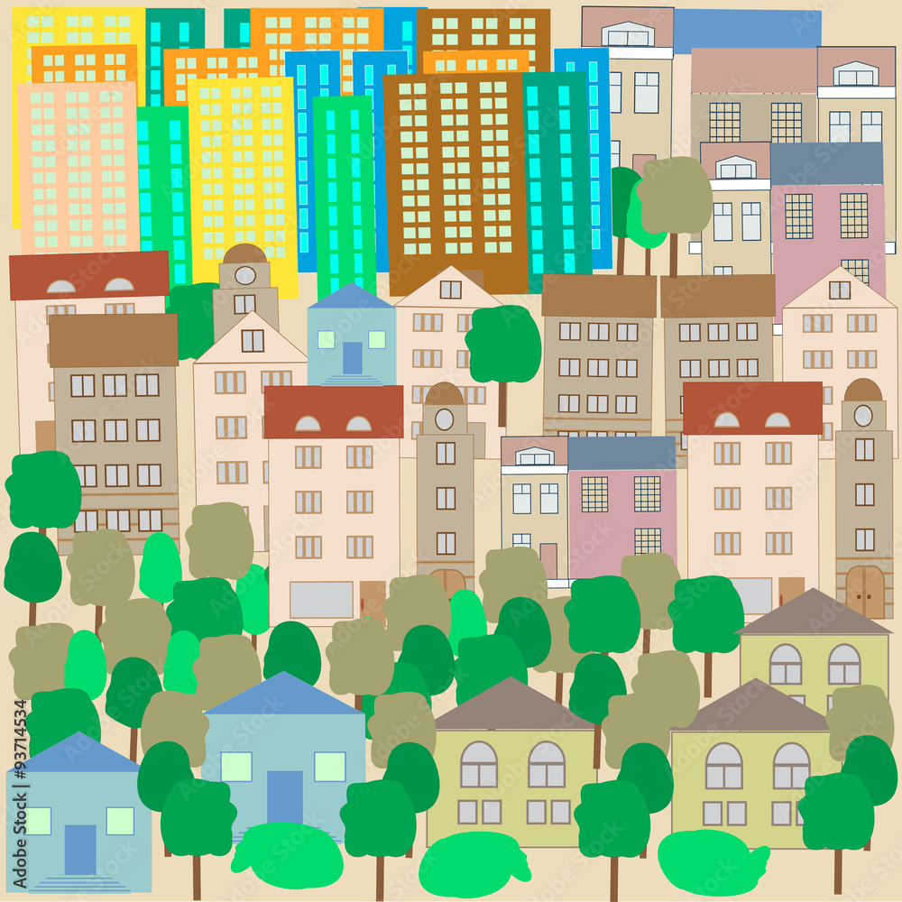 city , background in Doodle style, poster, poster