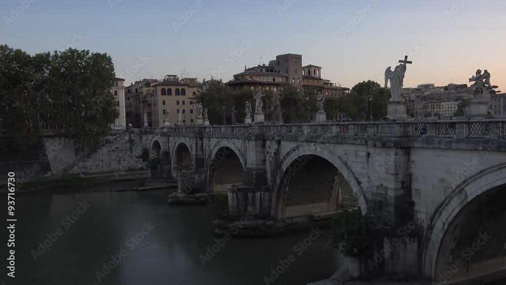 Rome Italy evening sunset Tiber River Bridge of Angels 4K 118 Rome Italy evening sunset Tiber River Bridge of Angels 4K 118