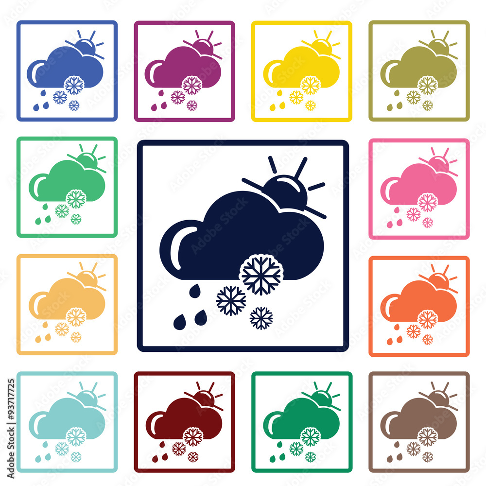 Obraz premium Snowy weather with rain icon