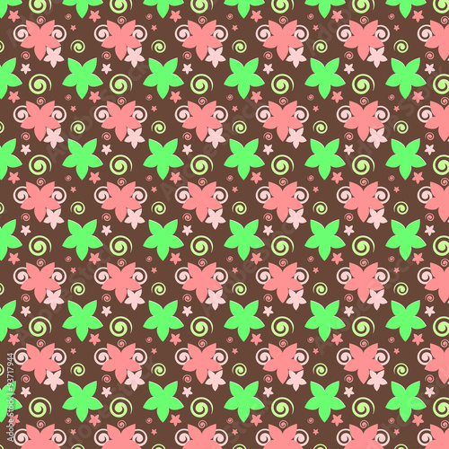 Pattern of pink and green flowers