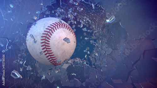 Photography Baseball through broken glass.