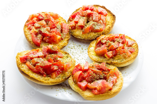 Italian bruschetta with tomato and italian bread frise