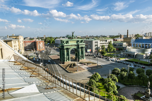 Narva triumphal arch on the "Stachek" square .Saint-Petersburg.