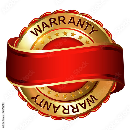 Empty golden label with ribbon.
