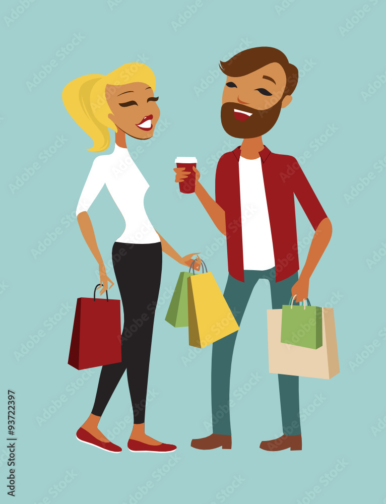 Happy young couple shopping Happy young couple shopping