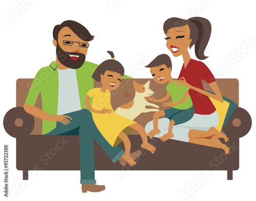Young family with son and daughter together