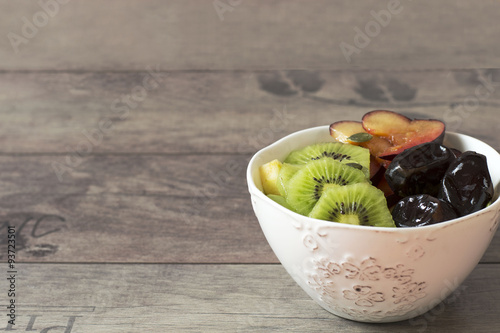 A bowl of fruits
Bowl filled with fresh fruits, dried fruits, nuts.