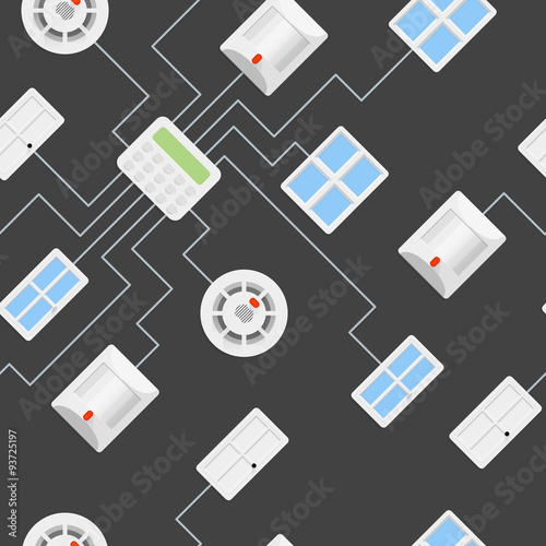 Security seamless pattern 5.0 45 degrees. Security sensor communications over wires to the control panel