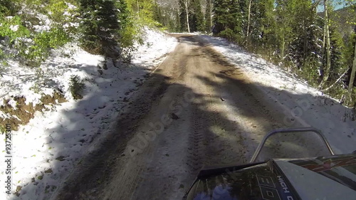 4x4 sport RZR vehicle muddy snow mountain road hunting HD 2074 photo