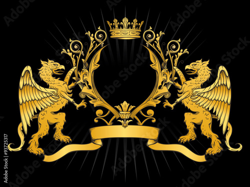 Golden Griffin Heraldric Presentation Frame