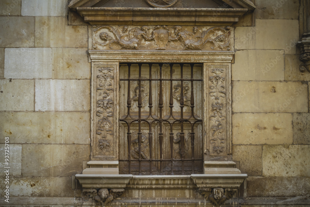 Iron window, Spanish town of Alcala de Henares, palaces and anci