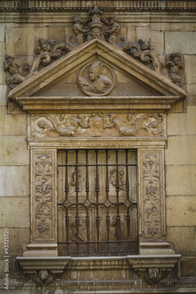 Iron window, Spanish town of Alcala de Henares, palaces and anci