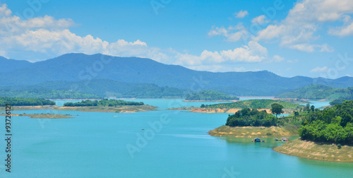Fototapeta Naklejka Na Ścianę i Meble -  Ham Thuan lake, a destination near Dalat city with coffee garden