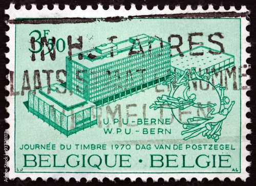 Postage stamp Belgium 1970 UPU Headquarters and Monument photo