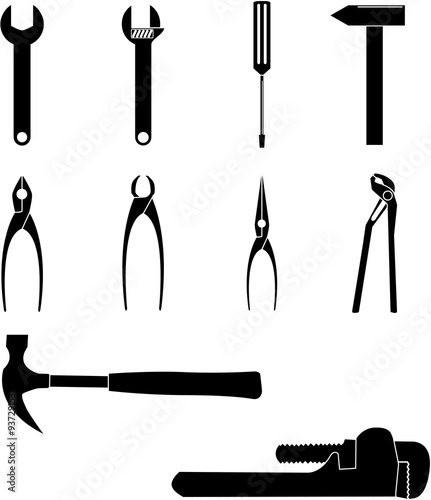 Tools icons silhouettes