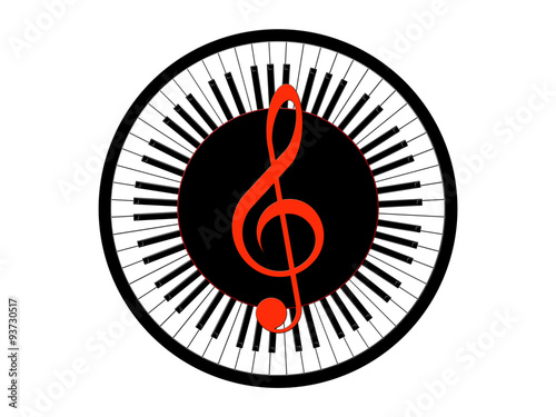 Treble clef and round piano